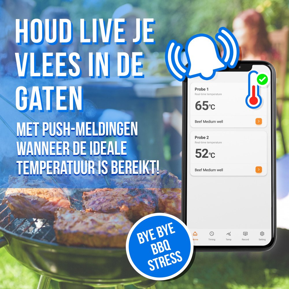 Slimme BBQ Vlees Thermometer met App
