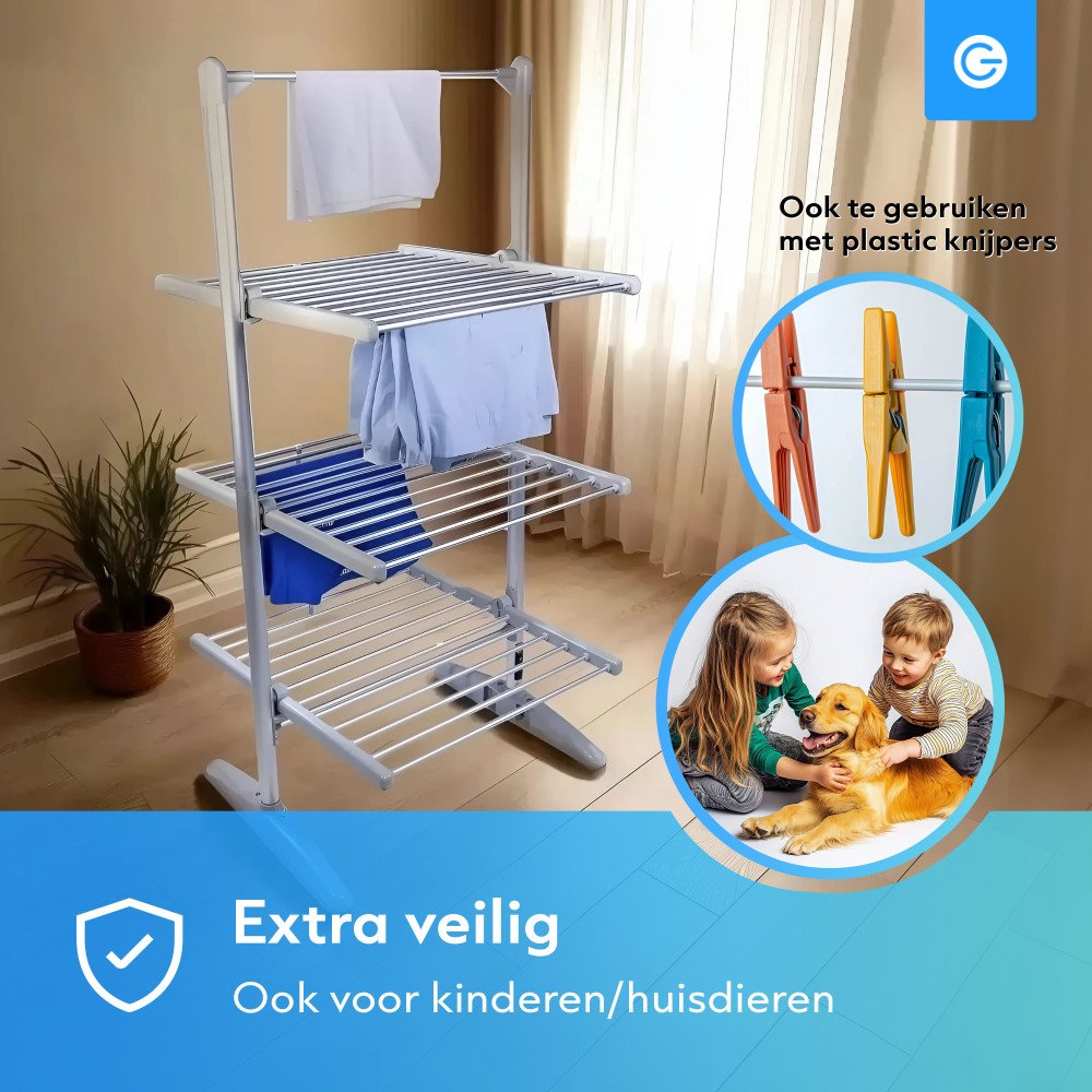 Elektrisch Wasrek met Verwarming Premium - Droogtoren
