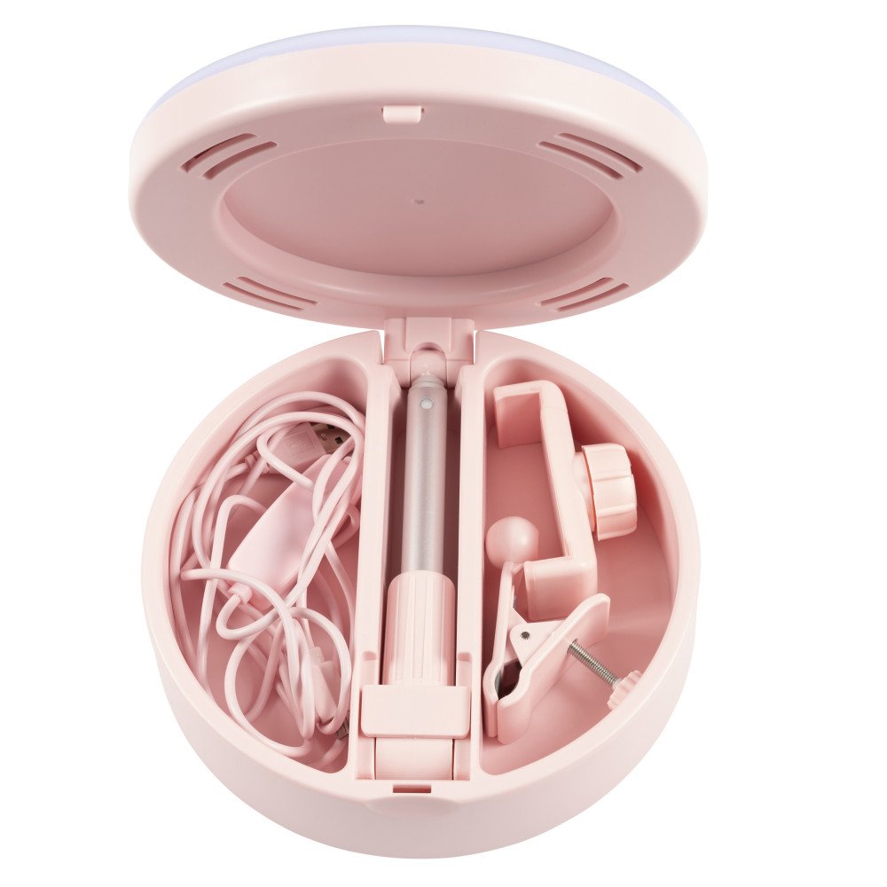 LED Make-up Spiegel met Telefoonhouder - Roze