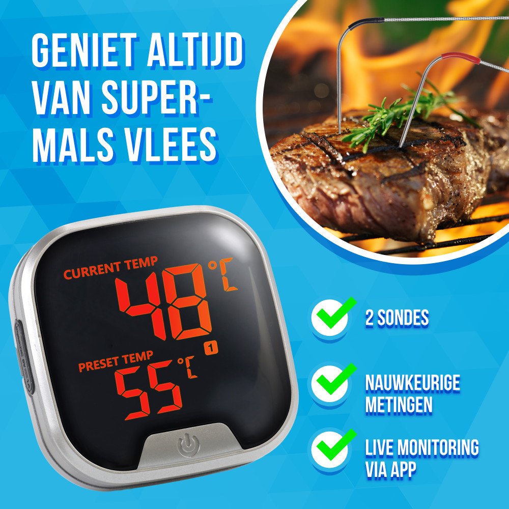 Slimme BBQ Vlees Thermometer met App