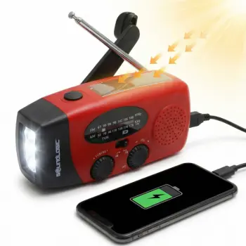 Solar Opwindbare Noodradio - Met Powerbank en Zaklamp