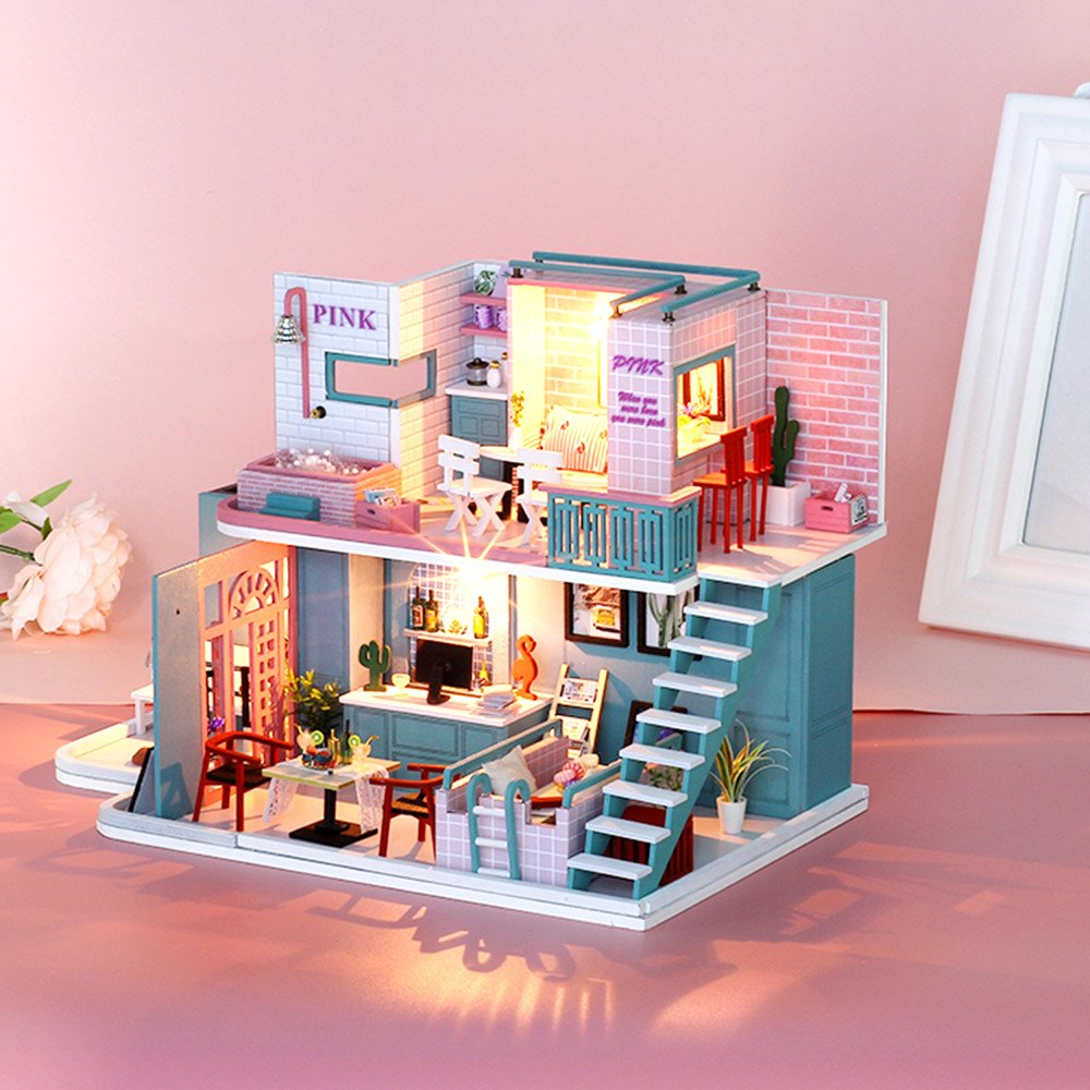 Miniatuurhuis Bouwpakket Groot - Pink Retro Café