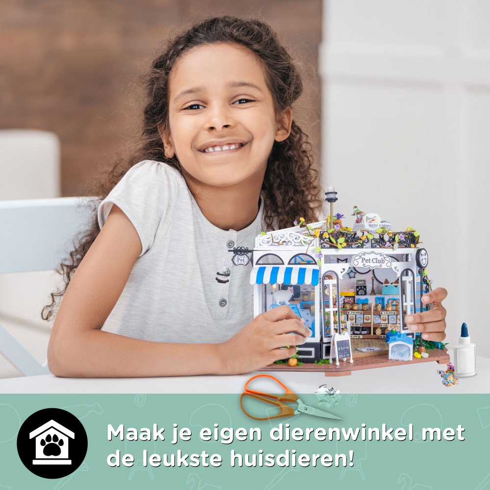 Miniatuurhuis Bouwpakket Groot - Dierenwinkel 'The Pet Club'