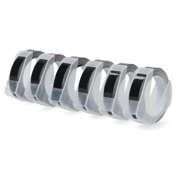 Embossing Label Maker Tape Navullingen - 6-pack - 9mm x 3m - Zwart pakket