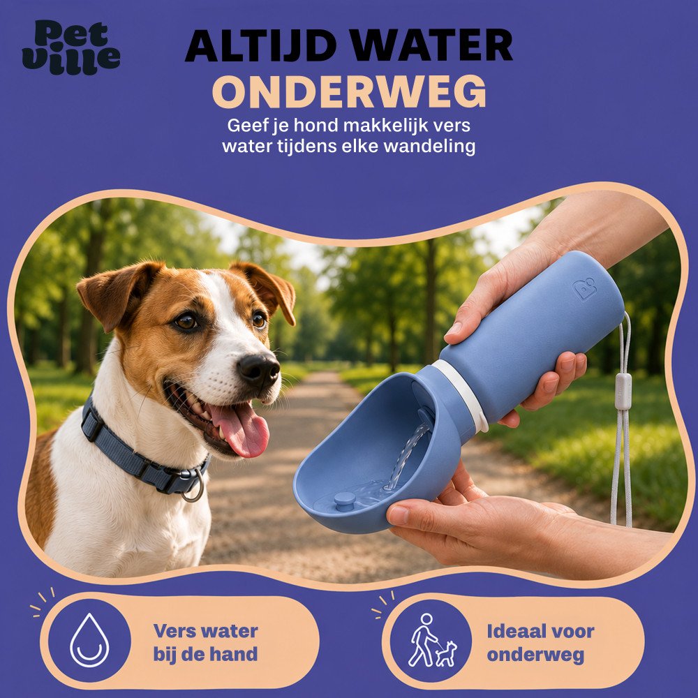 Honden Waterfles - Opvouwbaar - Blauw
