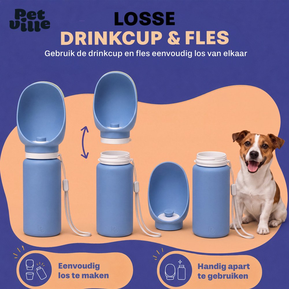 Honden Waterfles - Opvouwbaar - Blauw