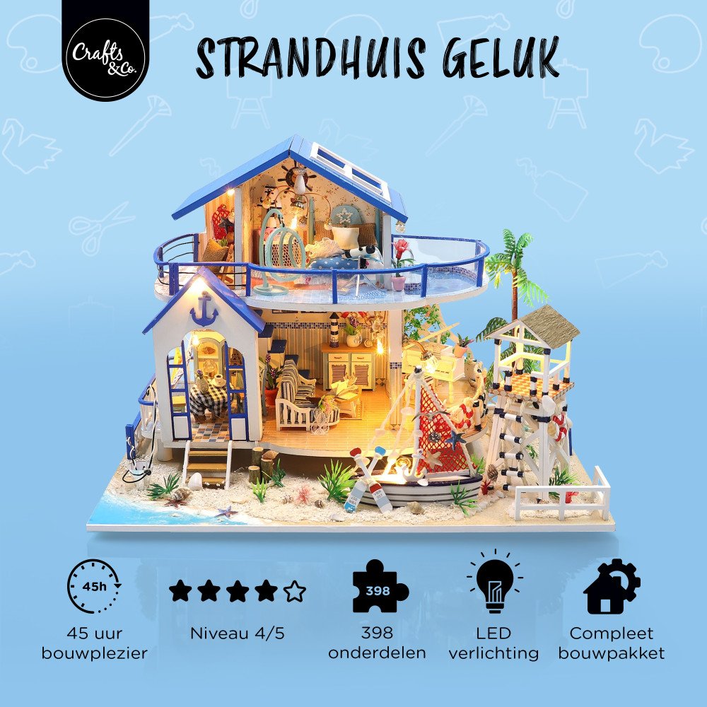 Miniatuurhuis Bouwpakket Groot - Strandhuis