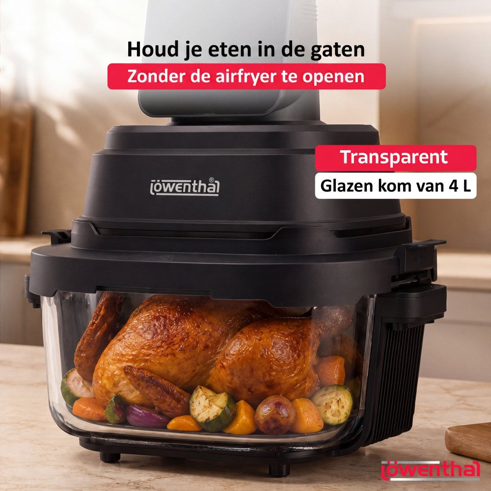 4-in-1 Glazen Airfryer - 4L