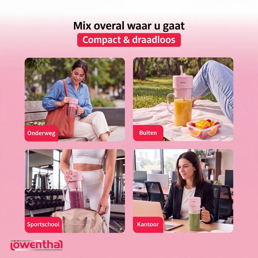 Portable Blender - Roze - 450 ml