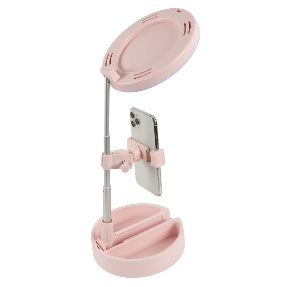 LED Make-up Spiegel met Telefoonhouder - Roze