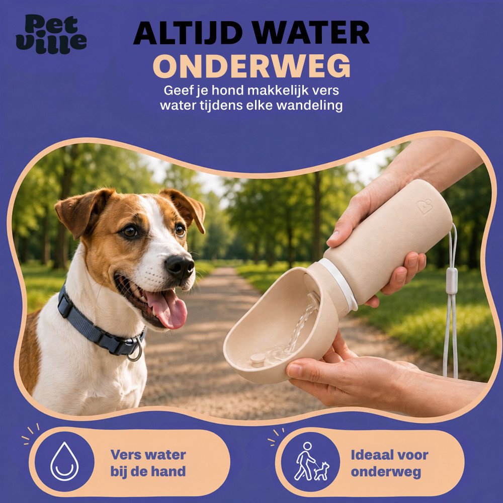 Honden Waterfles - Opvouwbaar - Beige