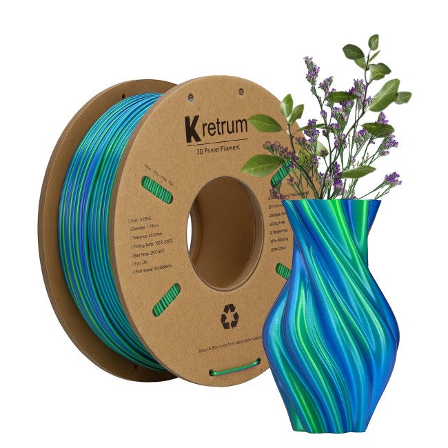 Silk PLA Filament multicolor - Groen - Blauw