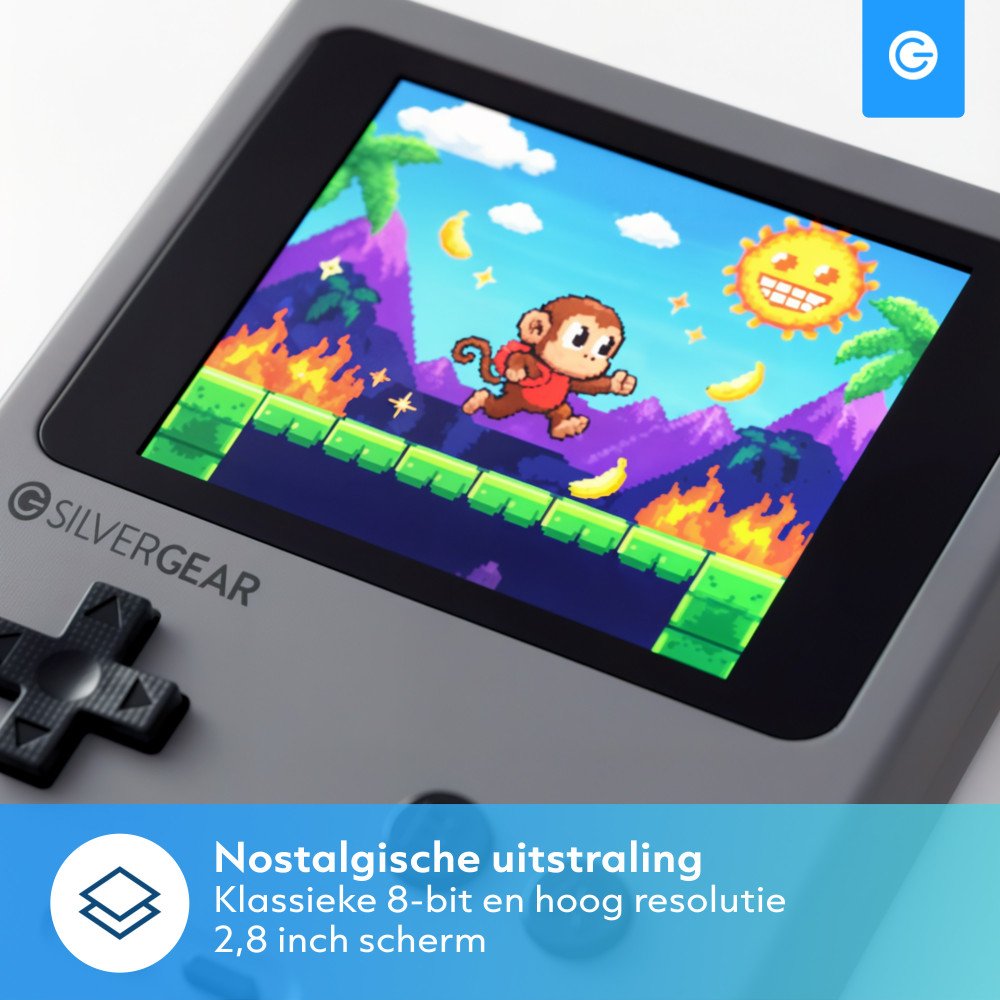 Mini Retro Arcade Spelcomputer - Grijs - 2.8 Inch Scherm - 240 Spellen