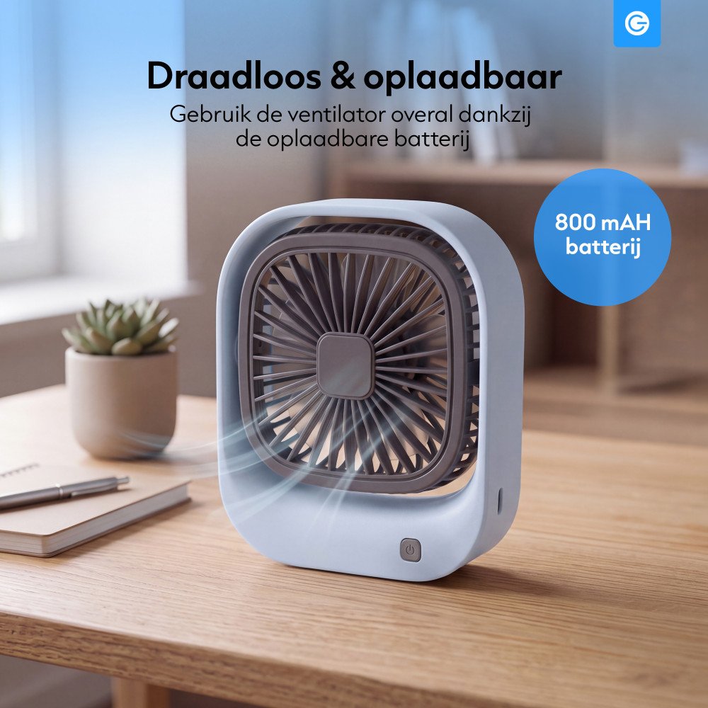 Draagbare Bureauventilator - Blauw