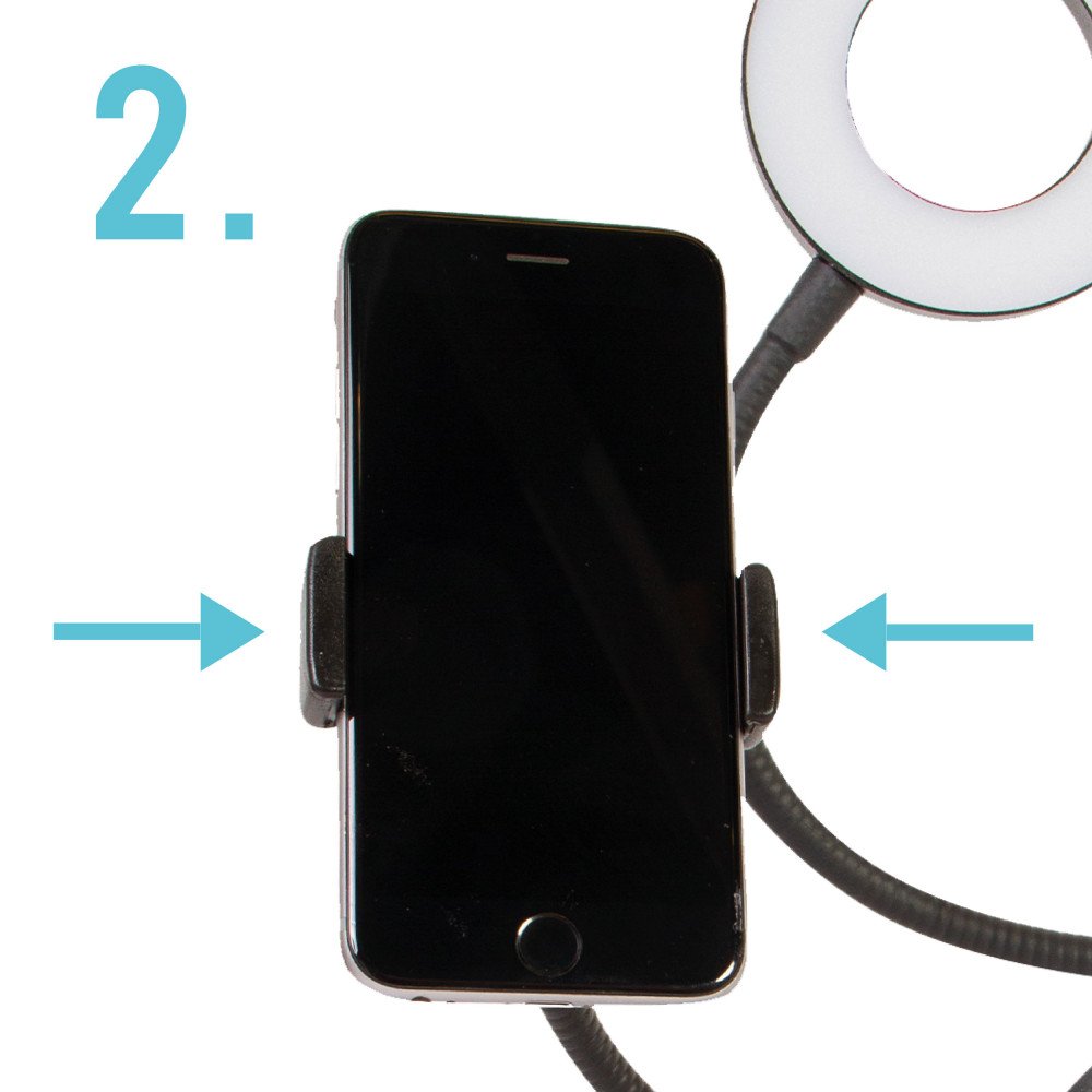 Ringlicht met telefoonhouder en bureauklem