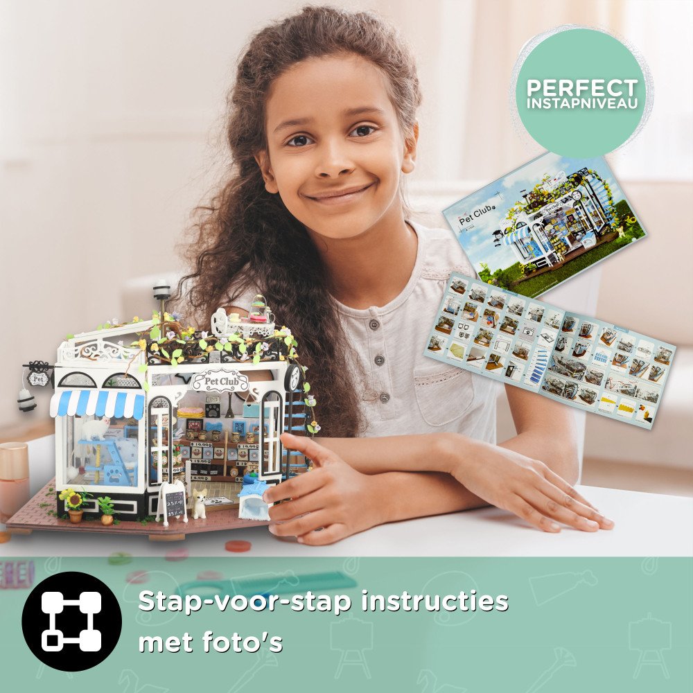 Miniatuurhuis Bouwpakket Groot - Dierenwinkel 'The Pet Club'