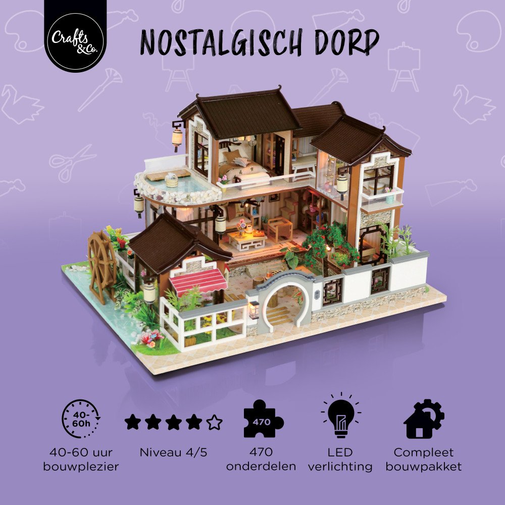 Miniatuurhuis Bouwpakket Groot - Nostalgisch Dorp
