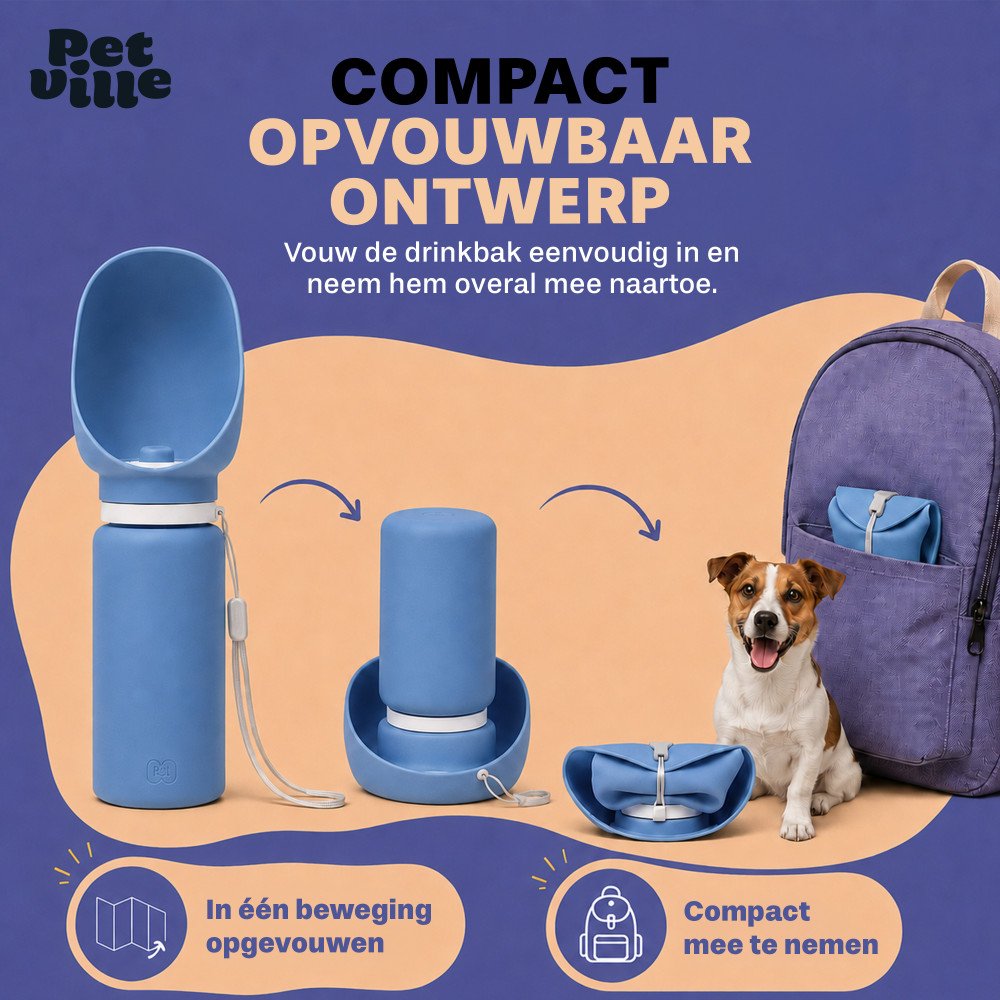 Honden Waterfles - Opvouwbaar - Blauw