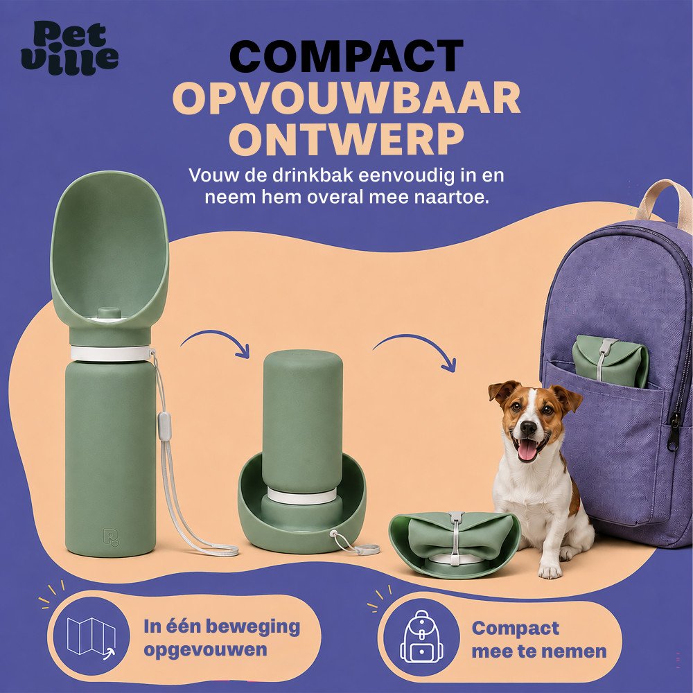 Honden Waterfles - Opvouwbaar - Groen