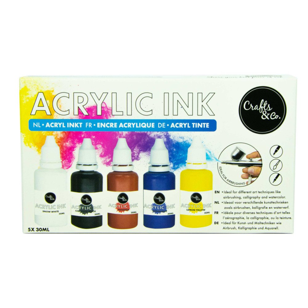 Airbrush Verf - 5 Acryl Inkten