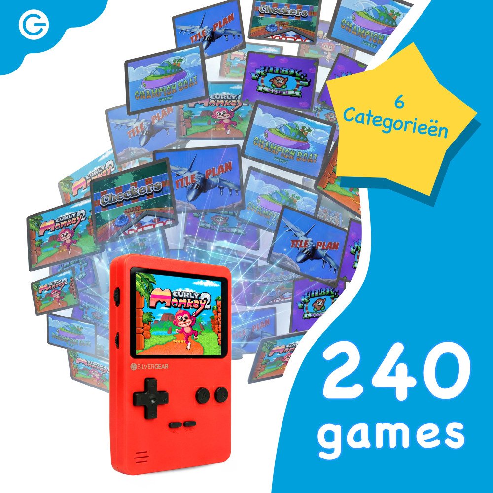Mini Retro Arcade Spelcomputer - Rood - 2.8 Inch Scherm - 240 Spellen