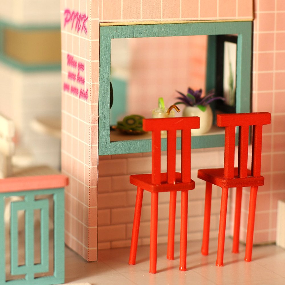 Miniatuurhuis Bouwpakket Groot - Pink Retro Café