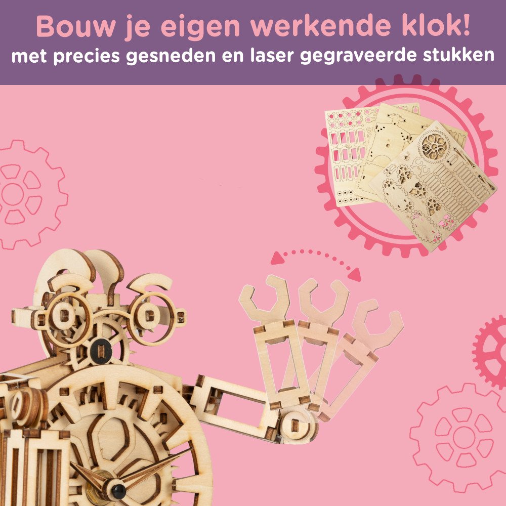 Houten Bouwpakket - Robot Klok