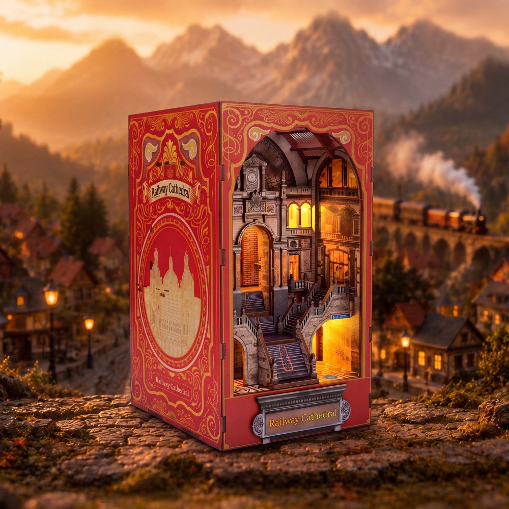 Book Nook Bouwpakket - Spoorwegkathedraal - Dubbelzijdig