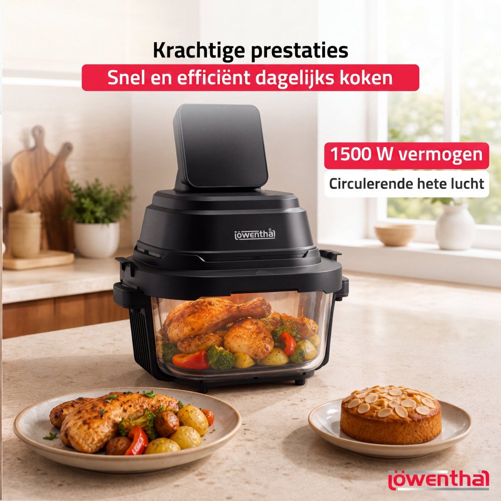 4-in-1 Glazen Airfryer - 4L