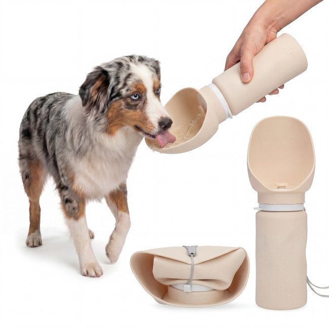 Honden Waterfles - Opvouwbaar - Beige