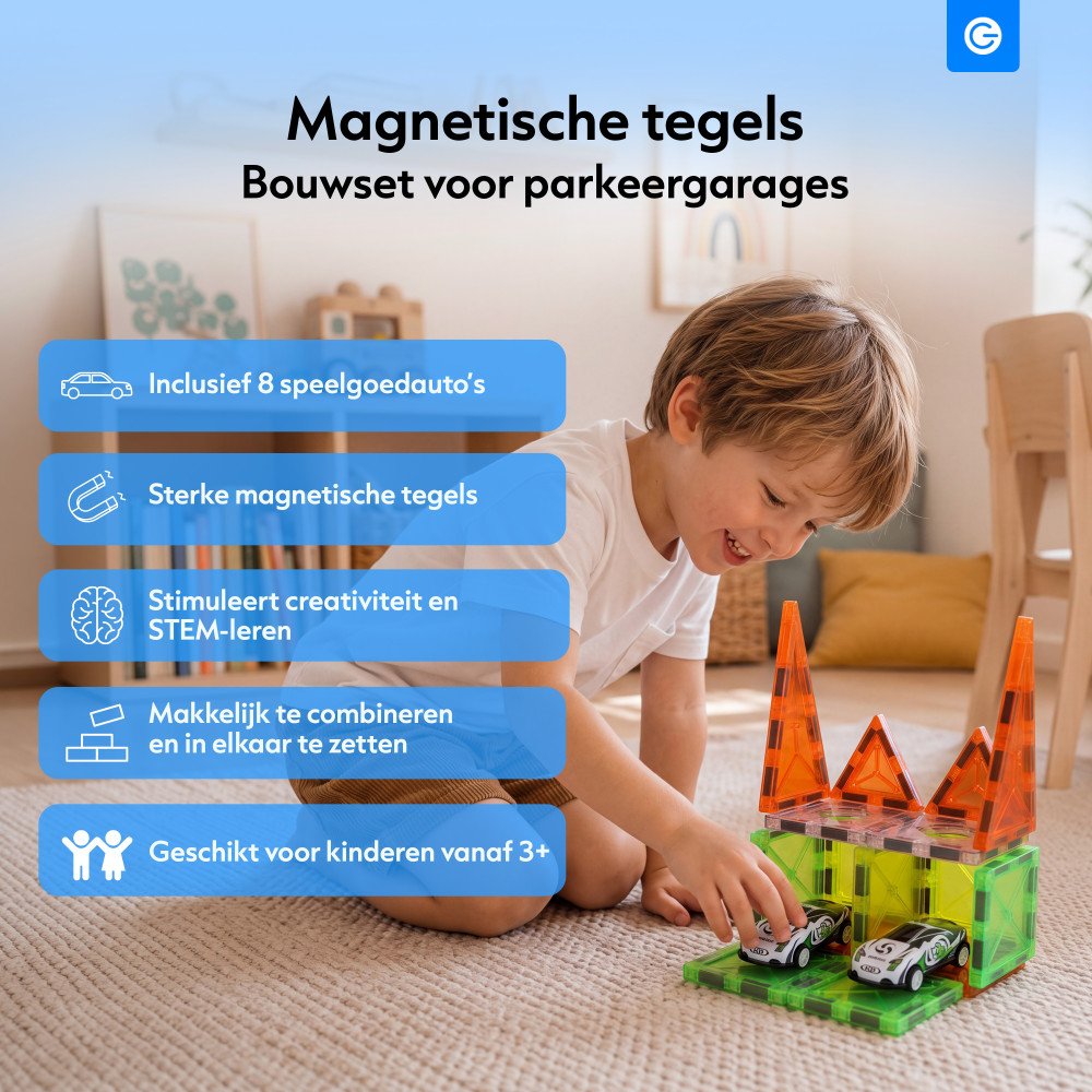 Magnetic Tiles - Parkeergarage Bouwset