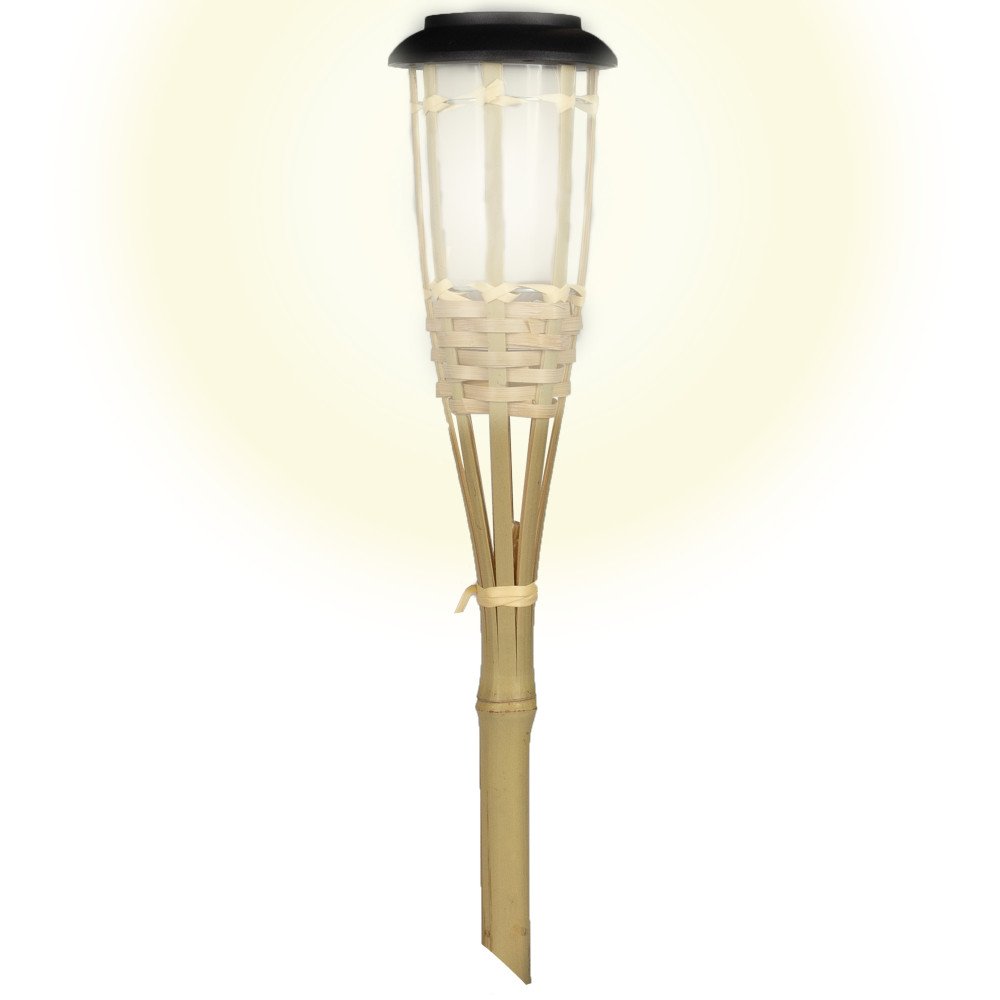 Solar LED Tuinfakkel Bamboe - 5-Pack