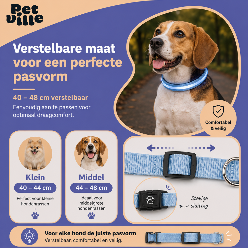 LED Hondenhalsband - Rood